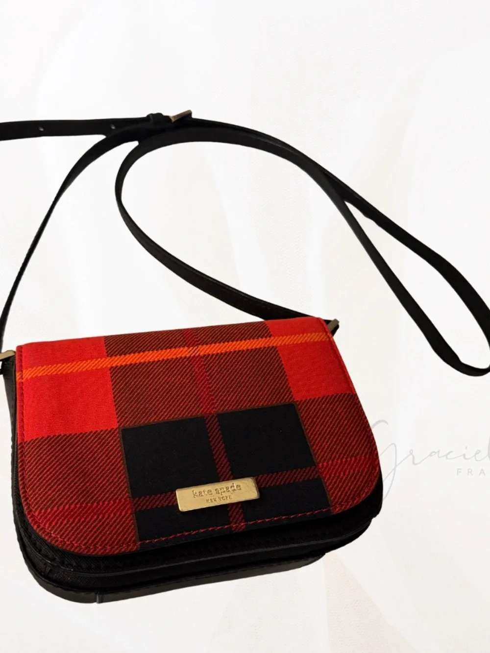 kate spade Red and Black Plaid Crossbody Bag - Picture 1 of 4
